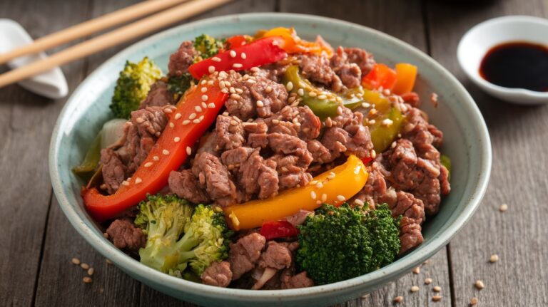 Healthy Ground Beef Stir-Fry with Veggies